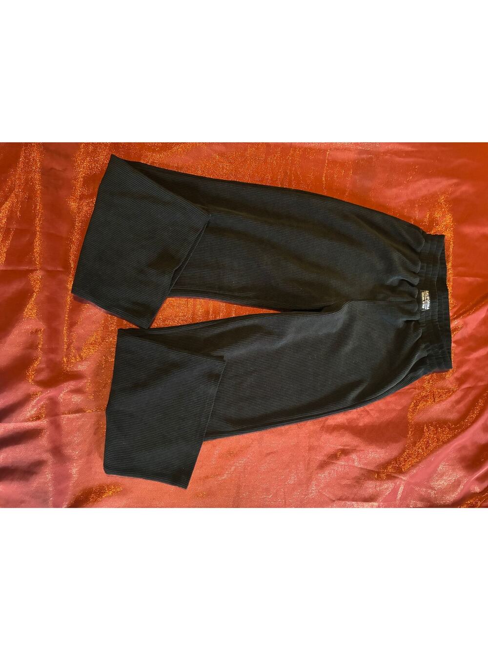 SHEIN Pants Womens Petite S Black Ribbed Wide Leg Cropped Lounge Elastic Waist
